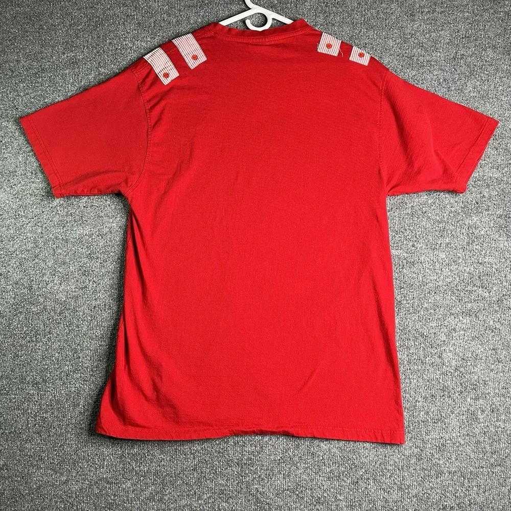Vintage Y2K Red Ape T-shirt‎ Men XL V-neck 2000s Hip Hop Streetwear Red